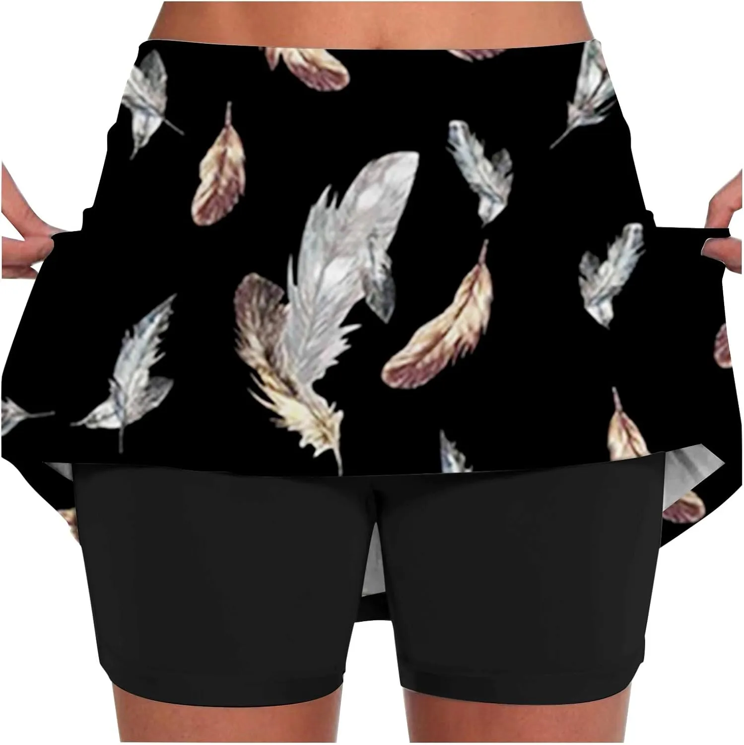 Skorts for Women 2 in 1 Casual Stretchy Summer Sports Shorts Lightweight Comfortable Breathable Skirts with Pockets