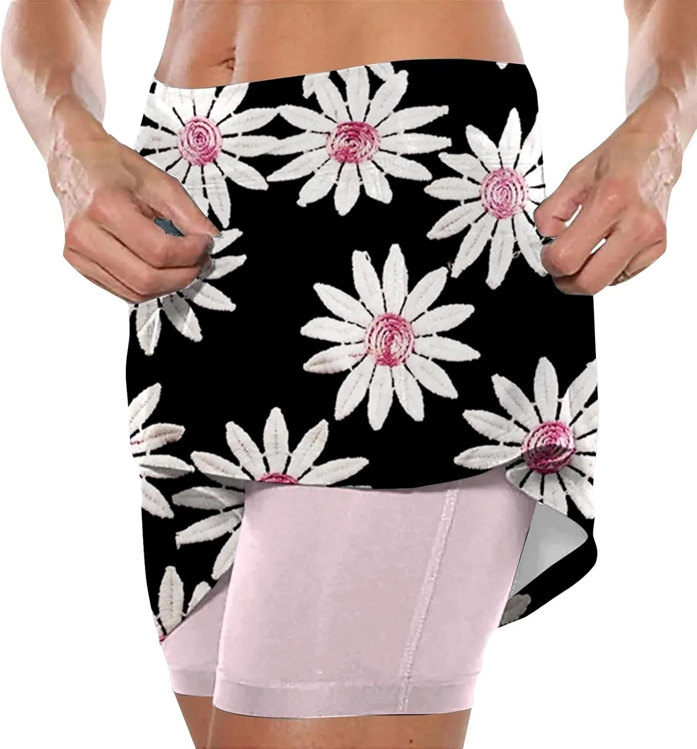 Skorts for Women 2 in 1 Casual Stretchy Summer Sports Shorts Lightweight Comfortable Breathable Skirts with Pockets