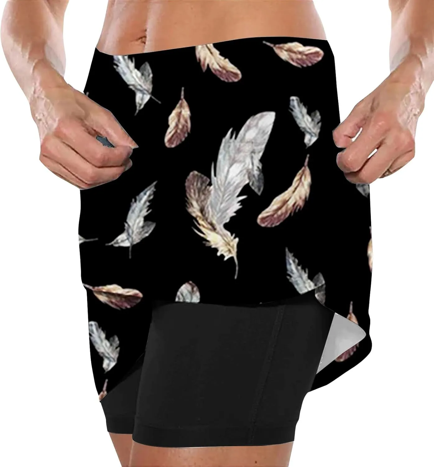 Skorts for Women 2 in 1 Casual Stretchy Summer Sports Shorts Lightweight Comfortable Breathable Skirts with Pockets