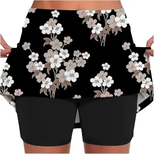 Skorts for Women 2 in 1 Casual Stretchy Summer Sports Shorts Lightweight Comfortable Breathable Skirts with Pockets