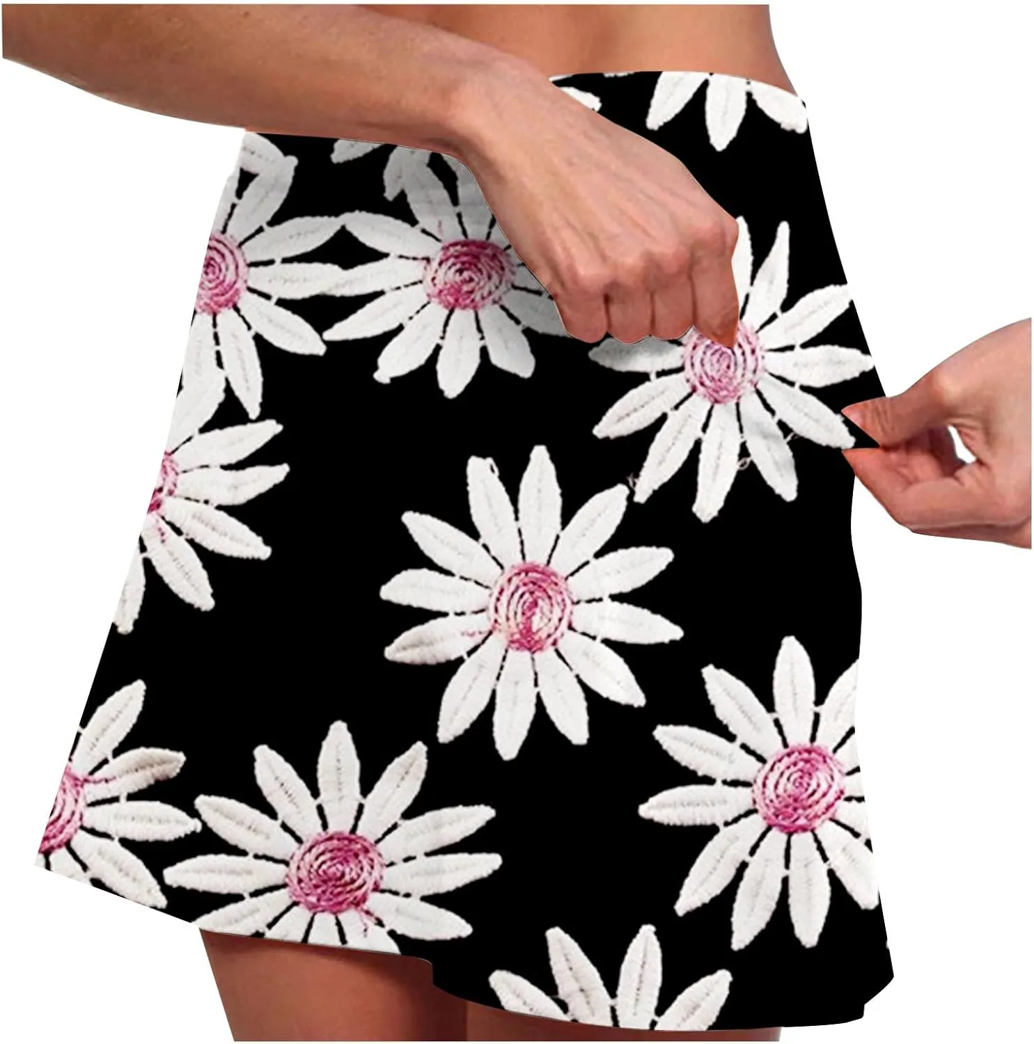 Skorts for Women 2 in 1 Casual Stretchy Summer Sports Shorts Lightweight Comfortable Breathable Skirts with Pockets