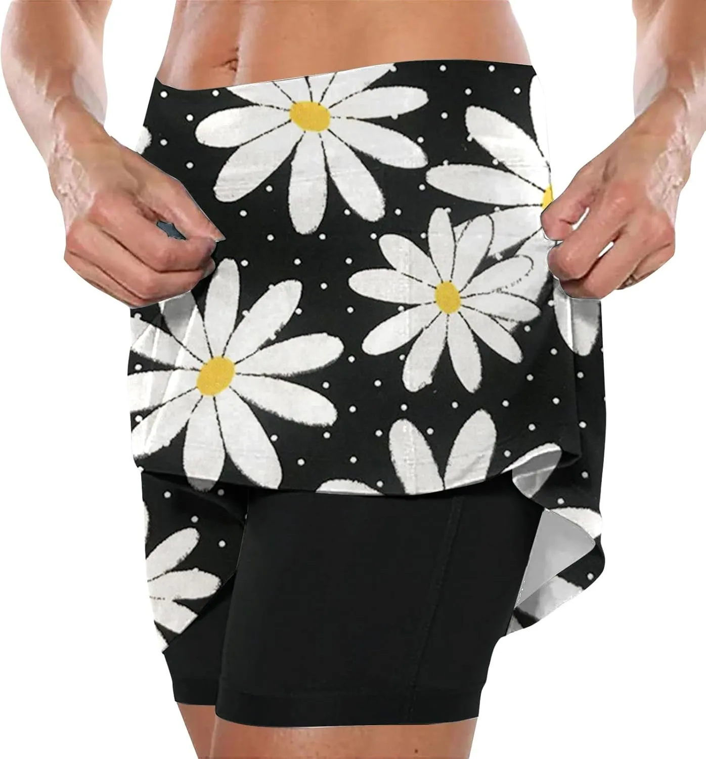 Skorts for Women 2 in 1 Casual Stretchy Summer Sports Shorts Lightweight Comfortable Breathable Skirts with Pockets