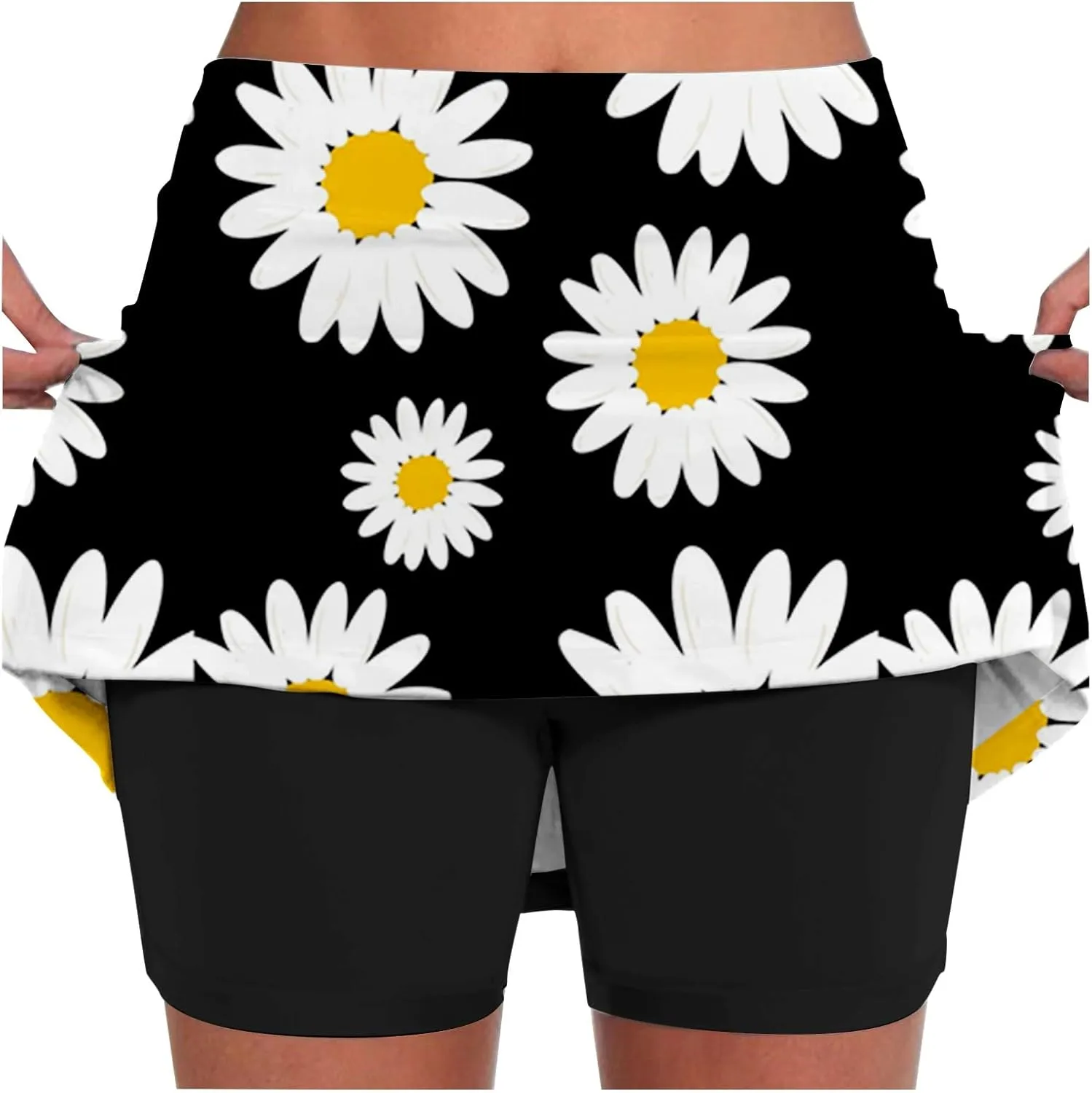 Skorts for Women 2 in 1 Casual Stretchy Summer Sports Shorts Lightweight Comfortable Breathable Skirts with Pockets