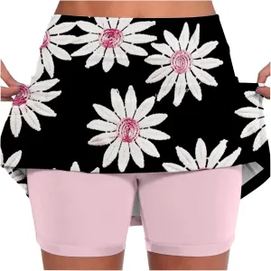 Skorts for Women 2 in 1 Casual Stretchy Summer Sports Shorts Lightweight Comfortable Breathable Skirts with Pockets