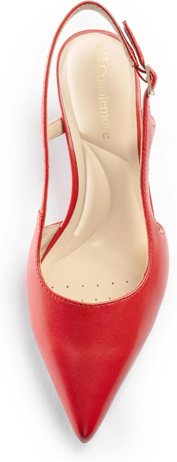 Slingback Kitten Heels for Women, Pointed Closed Toe Heels, Comfortable Women Pumps Low Heel Dress Shoes