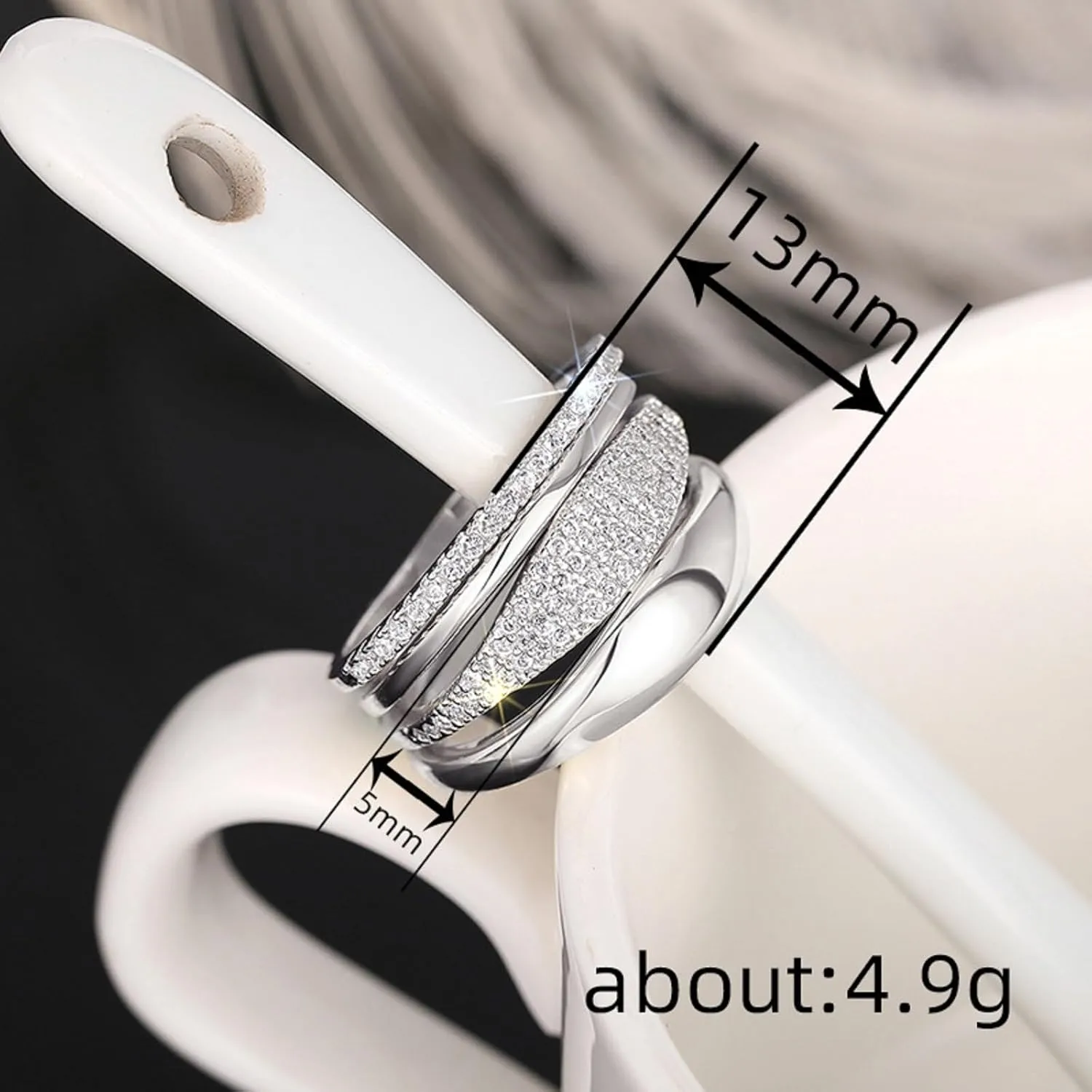Stackable Gold Rings for Women Vegan Ring Set of 4 Dainty 14K Gold Plated Stackable Thin Rings Cubic Zirconia Thumb Ring Set Trendy Statement Promise Wedding Bands Engagement Rings (Silver 6)
