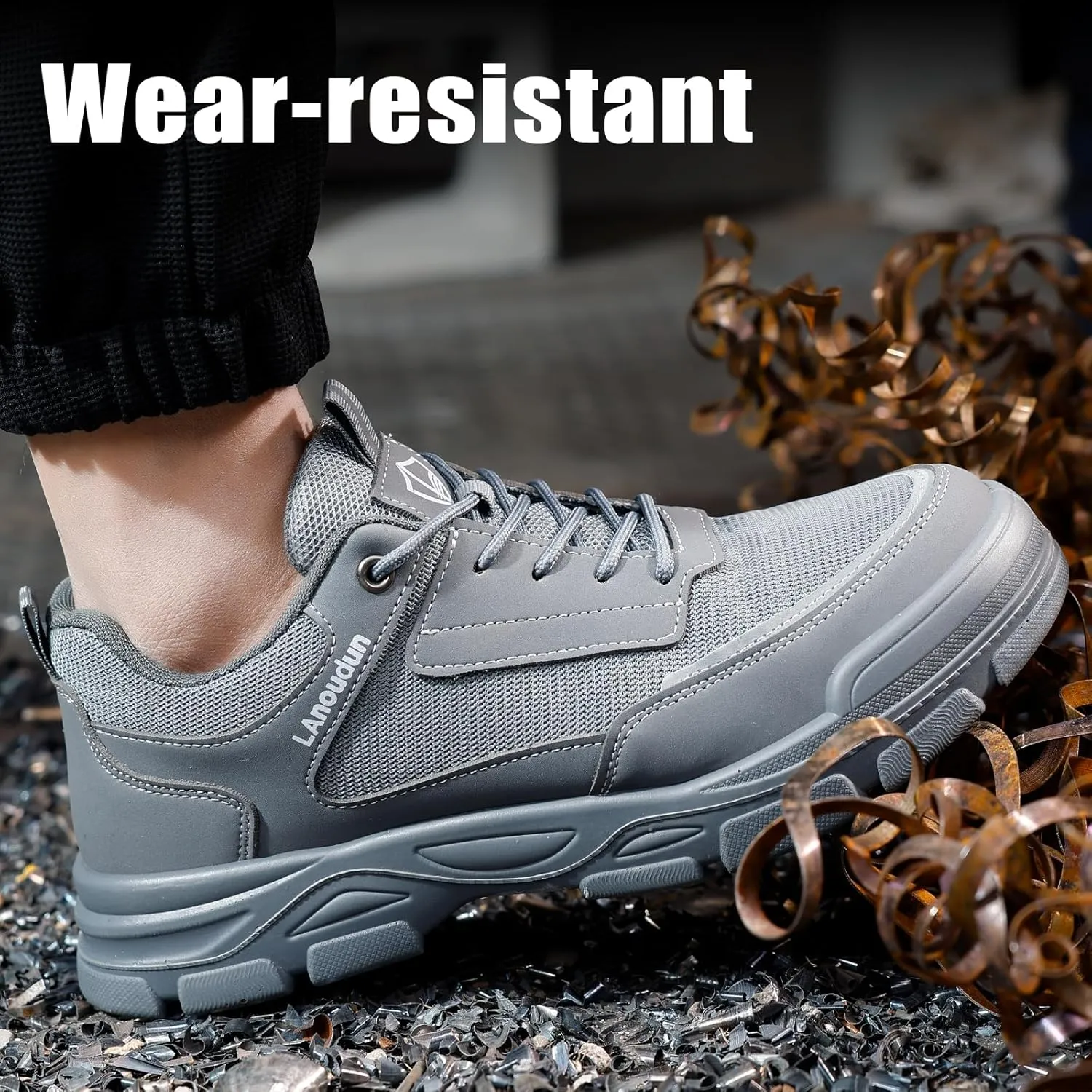 Steel Toe Shoes for Men Lightweight Work Shoes Comfortable Mens Work Boots Indestructible Safety Shoes for Men Industrial Construction Steel Toe Sneakers Soft Mens Work Shoes