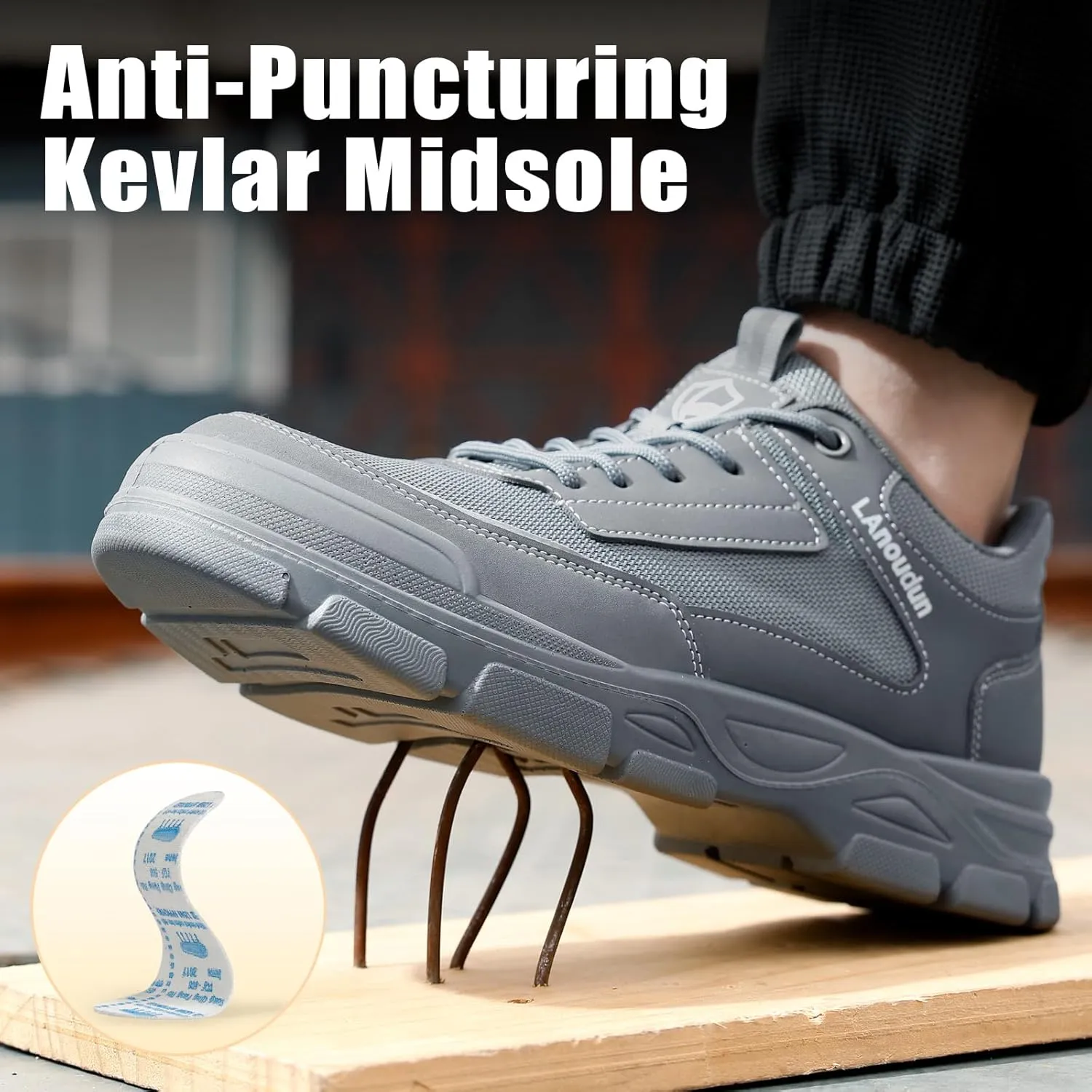 Steel Toe Shoes for Men Lightweight Work Shoes Comfortable Mens Work Boots Indestructible Safety Shoes for Men Industrial Construction Steel Toe Sneakers Soft Mens Work Shoes