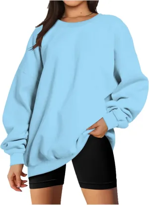 Stessotudo Oversized Sweatshirts for Women Crewneck Long Sleeve Baggy Boyfriend Tops Loose Fit Solid Casual Y2K Streetwear