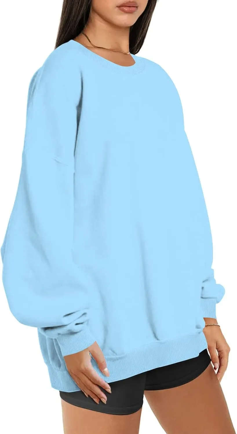 Stessotudo Oversized Sweatshirts for Women Crewneck Long Sleeve Baggy Boyfriend Tops Loose Fit Solid Casual Y2K Streetwear