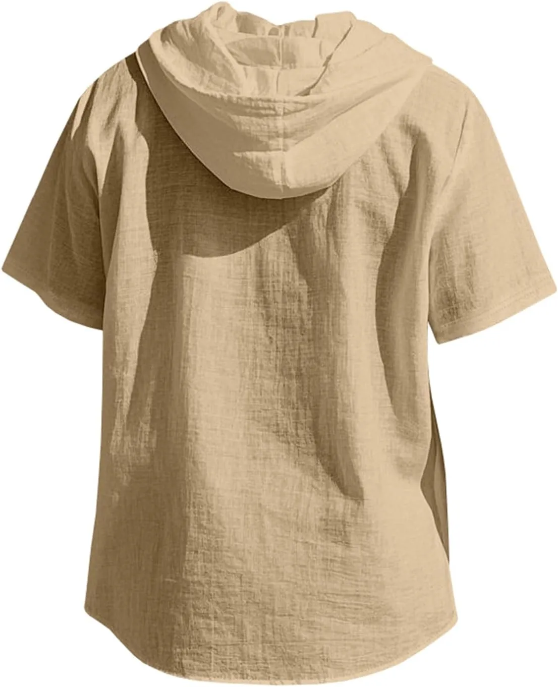 Summer Casual Shirts Men Short Sleeve Hoodies Cotton Linen Button Down Tops Loose Casual Shirts Trendy Travel Shirts