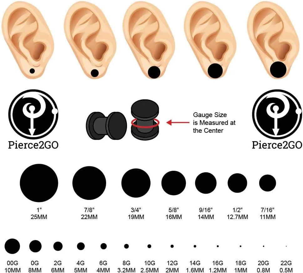 Surgical Steel Silver Plug Earring Accented with Dangle Pendants Ear Plugs Tunnels Gauges Flesh Expanders Stretchers