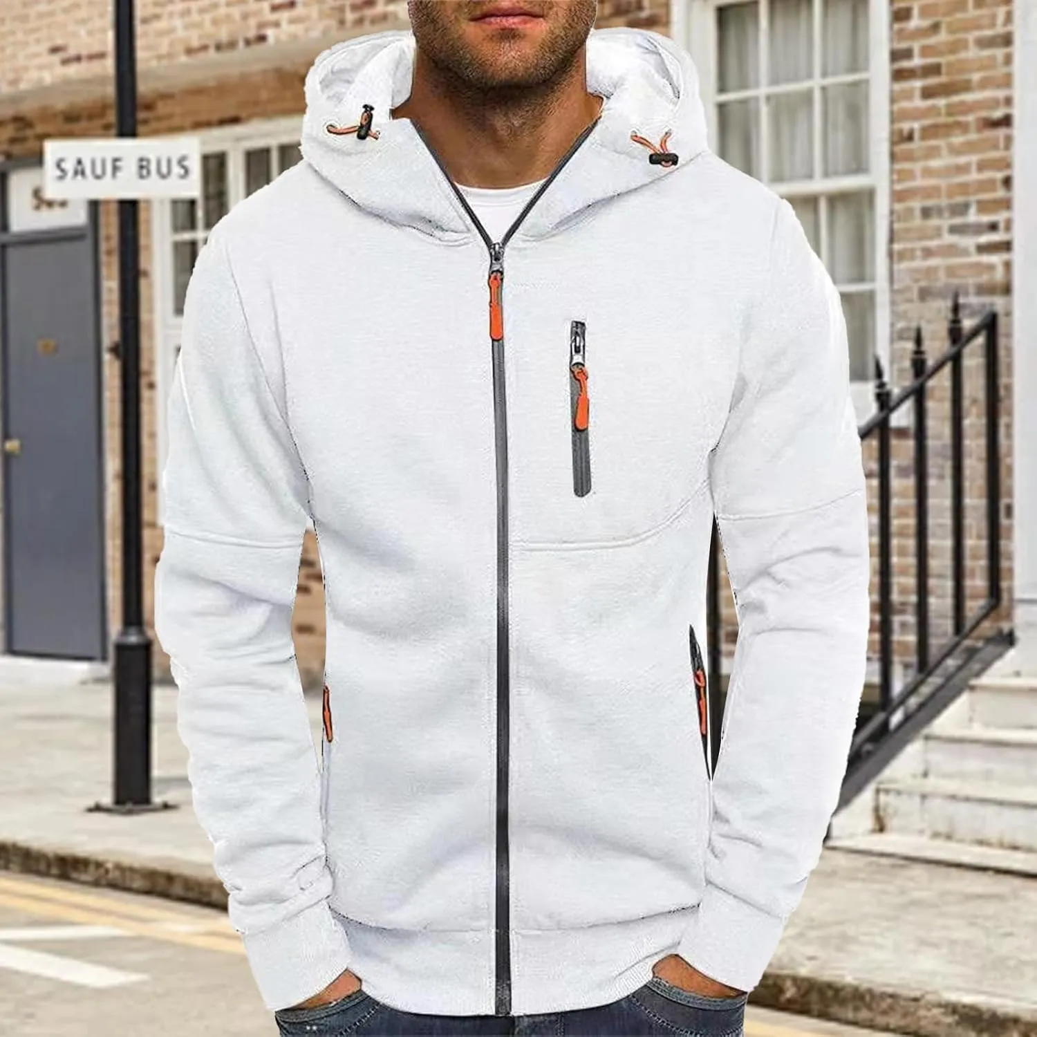 Thatrich Mens Oversized Hoodies Full Zip Hood Sweatshirt Lightweight Fleece Lined Jacket Casual Workout Sweatshirts Outerwear