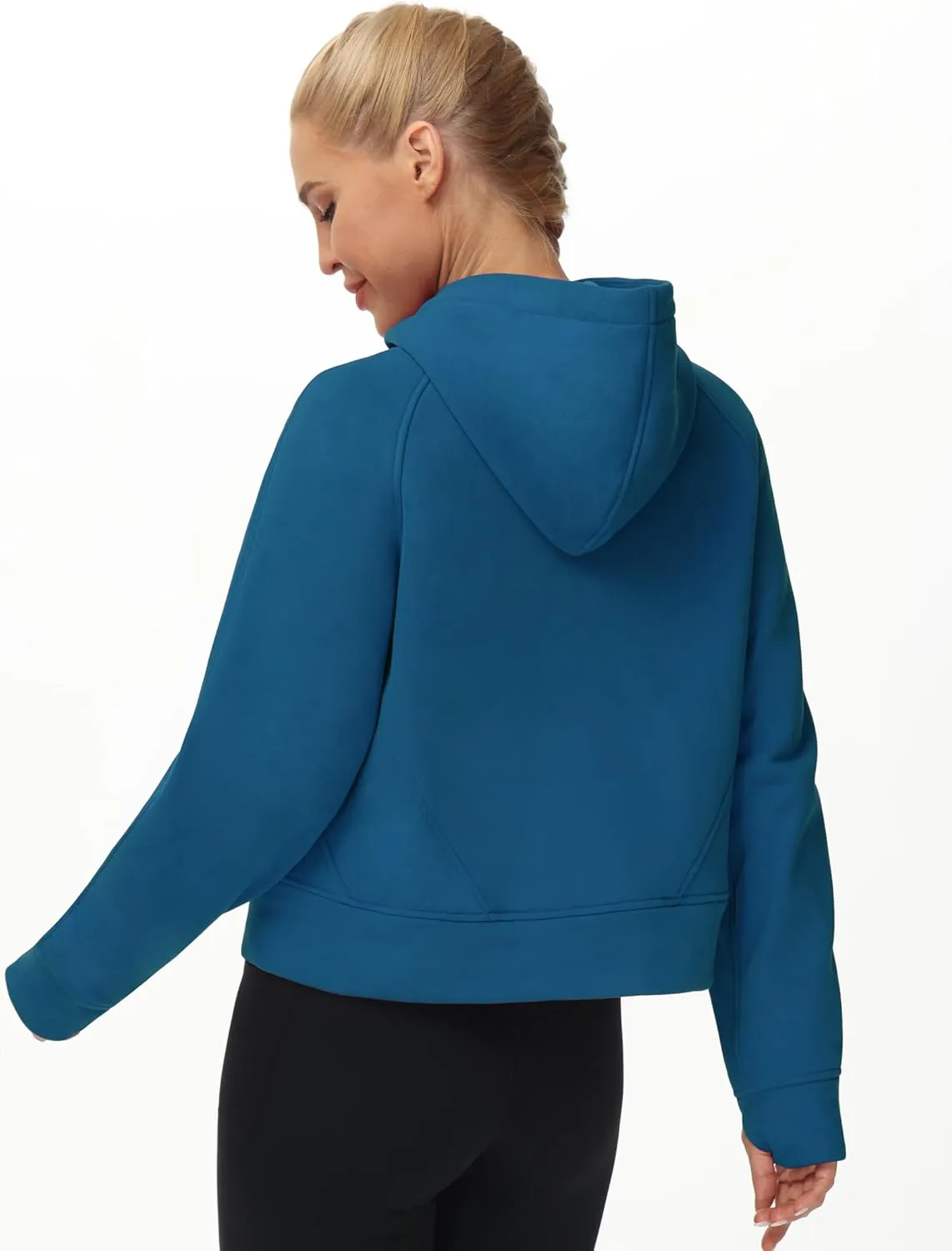 THE GYM PEOPLE Women's Full-Zip Up Hoodies Jacket Fleece Workout Crop Tops Sweatshirts with Pockets Thumb Hole