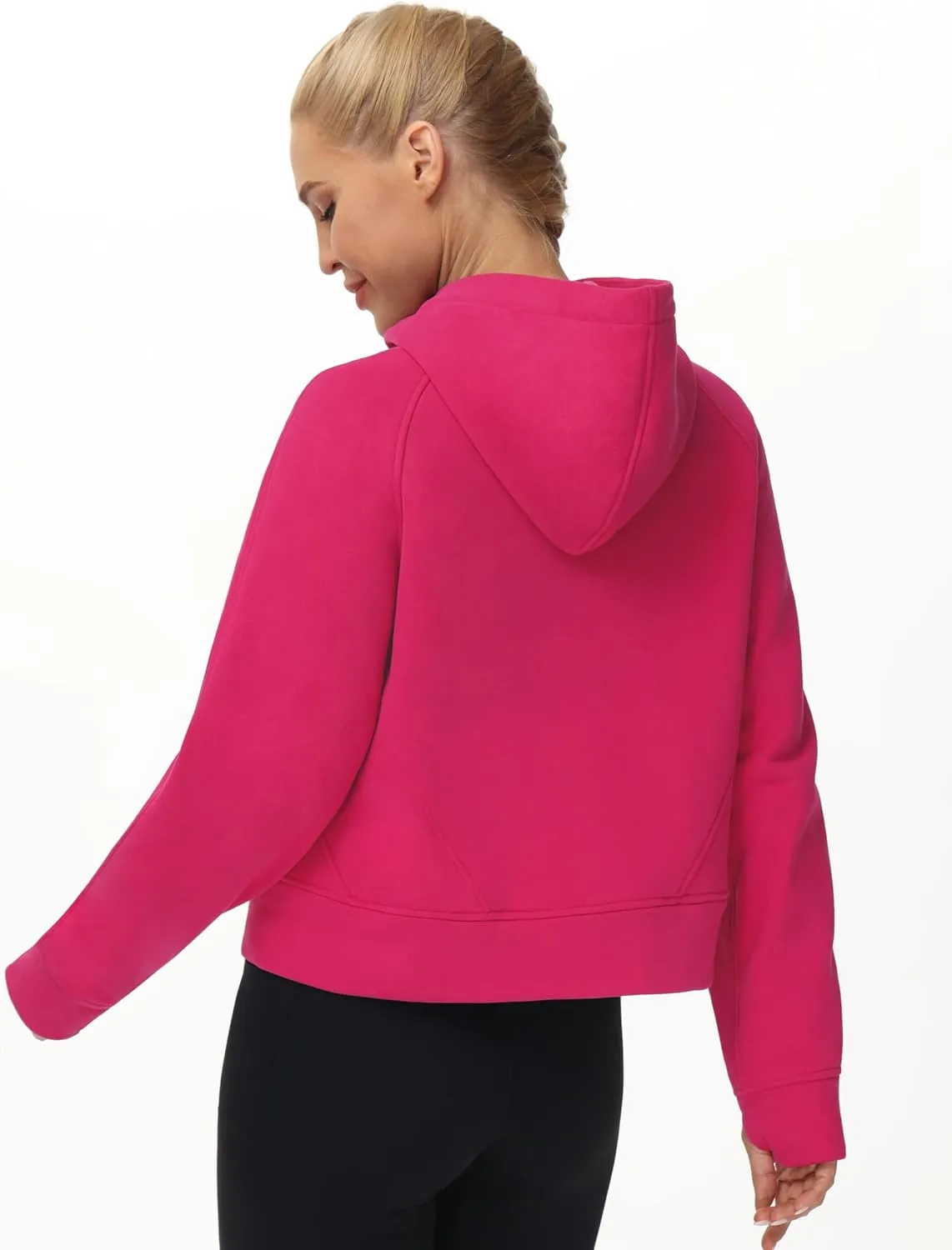 THE GYM PEOPLE Women's Full-Zip Up Hoodies Jacket Fleece Workout Crop Tops Sweatshirts with Pockets Thumb Hole