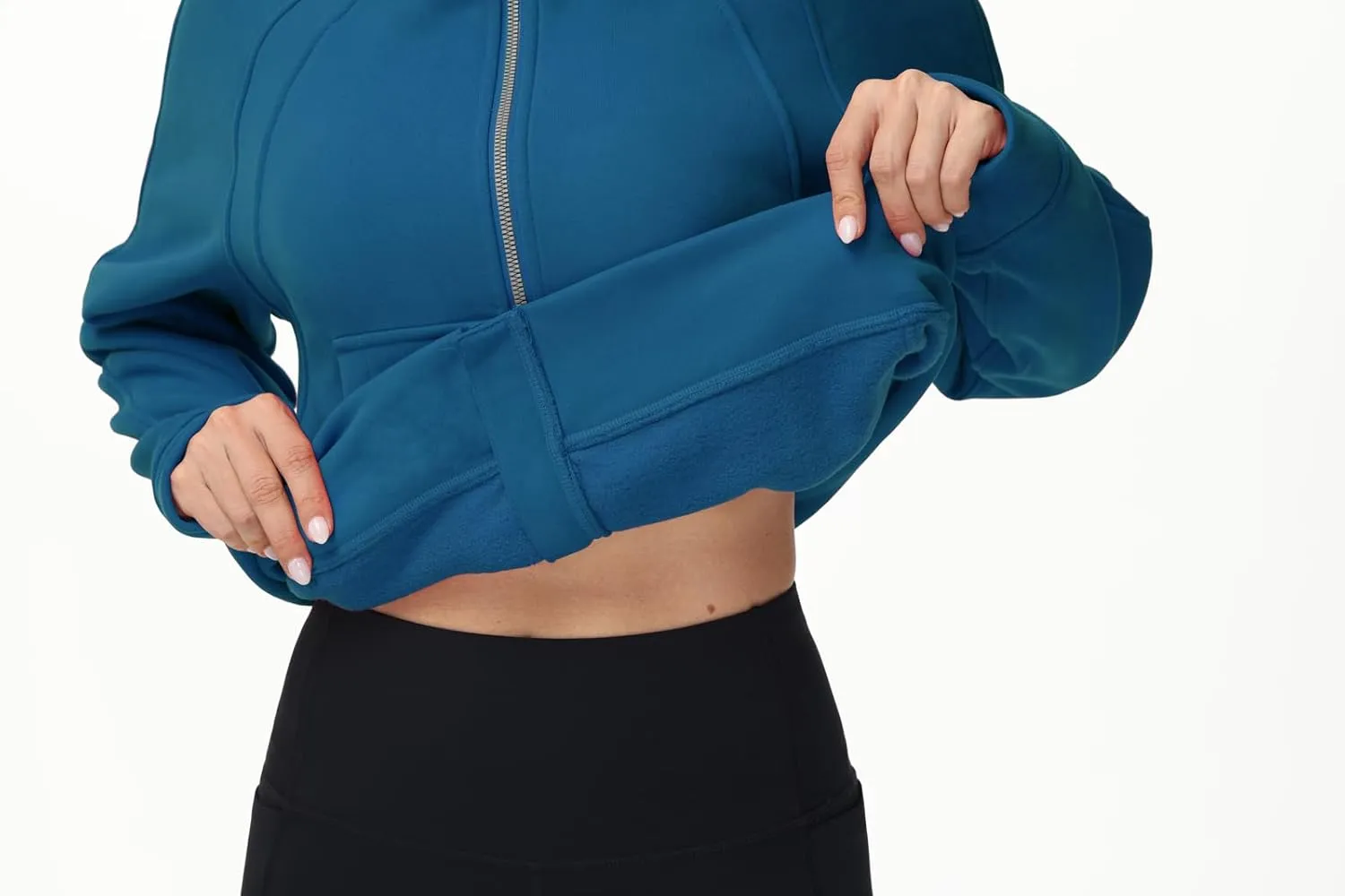 THE GYM PEOPLE Women's Full-Zip Up Hoodies Jacket Fleece Workout Crop Tops Sweatshirts with Pockets Thumb Hole