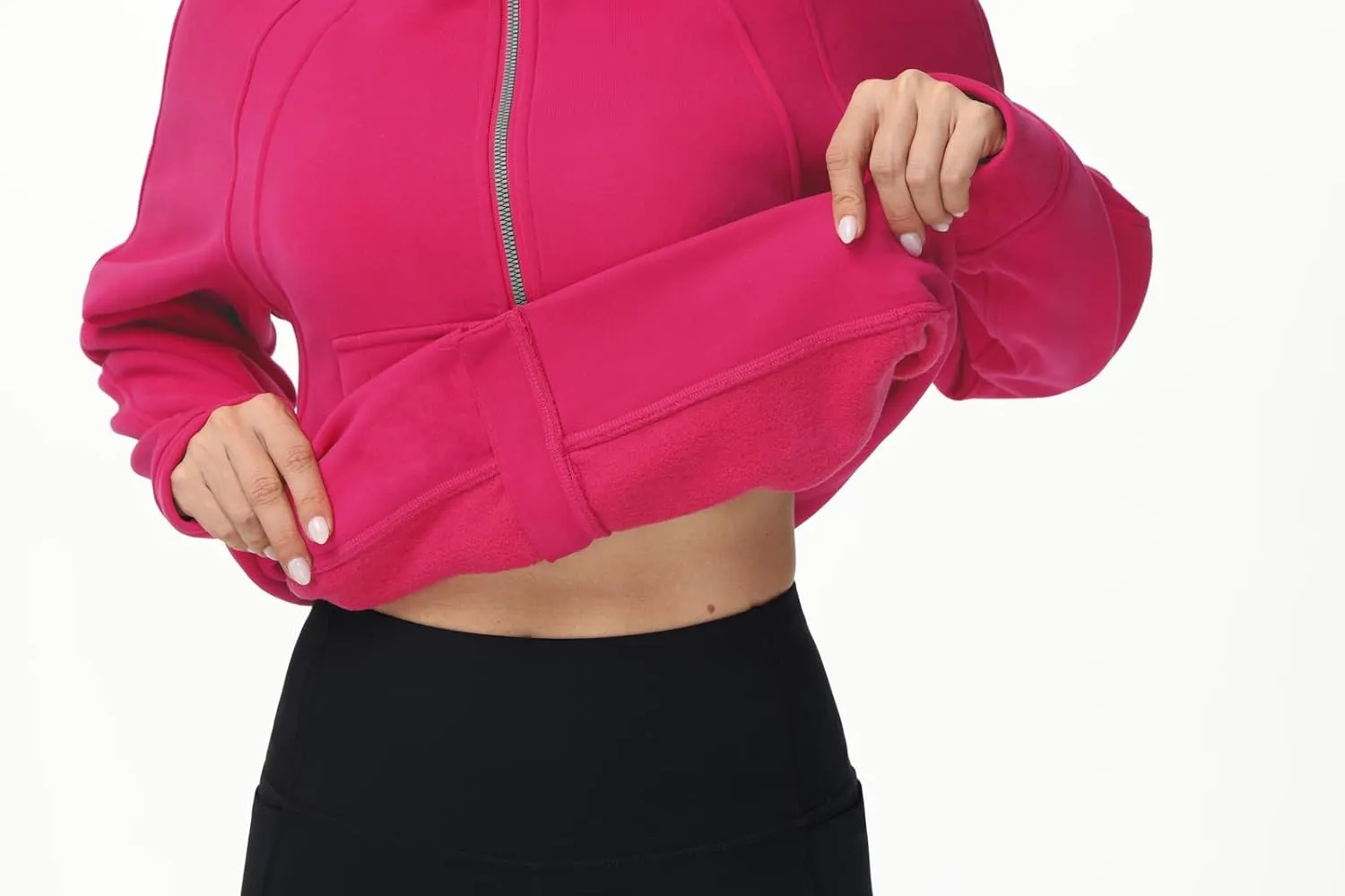 THE GYM PEOPLE Women's Full-Zip Up Hoodies Jacket Fleece Workout Crop Tops Sweatshirts with Pockets Thumb Hole