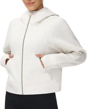 THE GYM PEOPLE Women's Full-Zip Up Hoodies Jacket Fleece Workout Crop Tops Sweatshirts with Pockets Thumb Hole