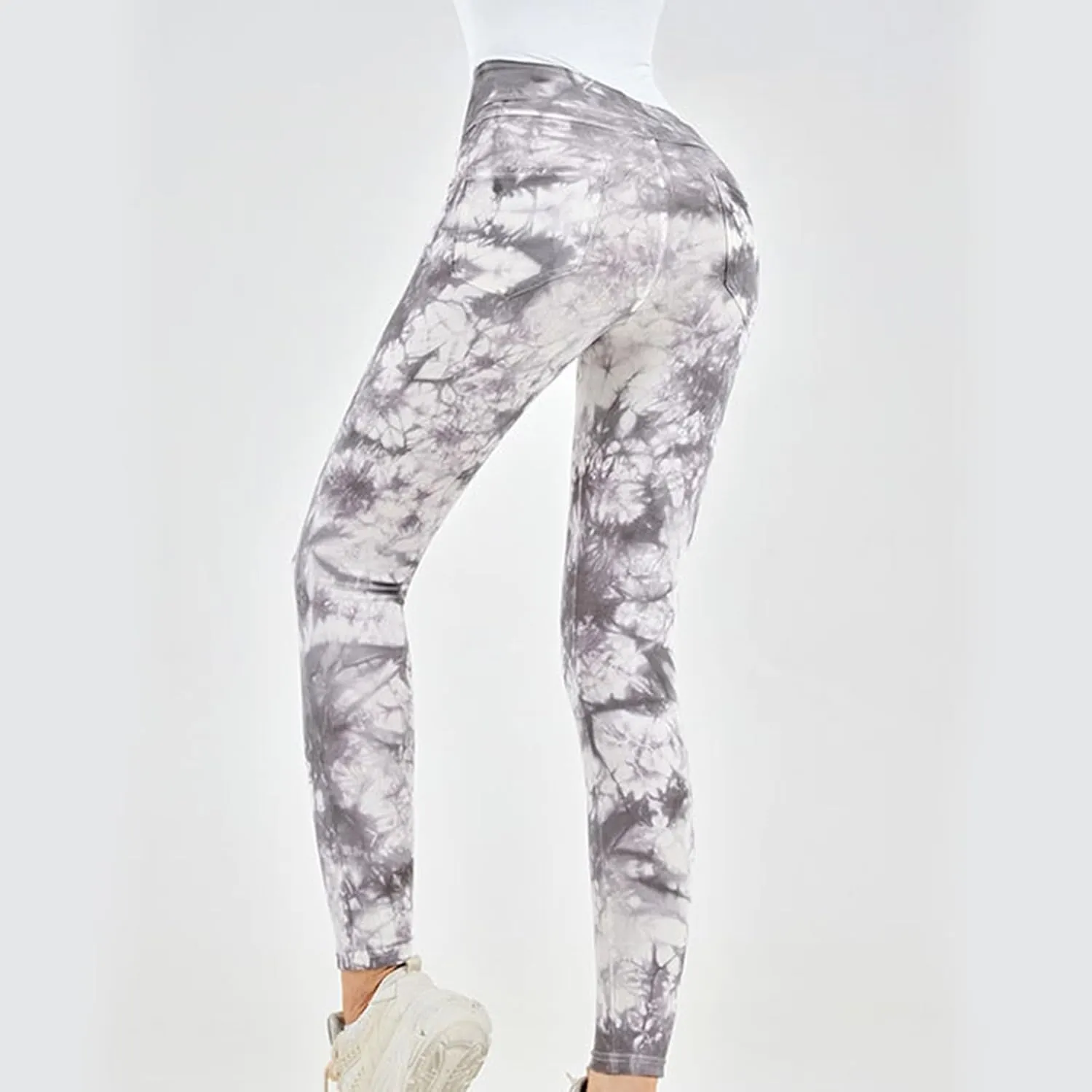 Tie-dye Gym Yoga Pants for Women Fashion High Waist Stretchy Leggings Casual Slim Fit Tummy Control Trousers