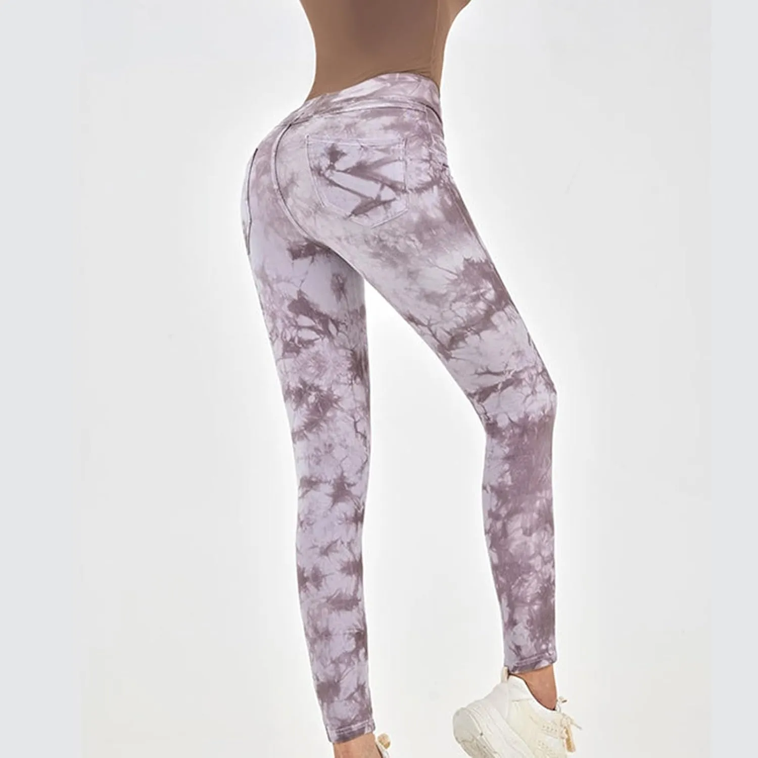 Tie-dye Gym Yoga Pants for Women Fashion High Waist Stretchy Leggings Casual Slim Fit Tummy Control Trousers