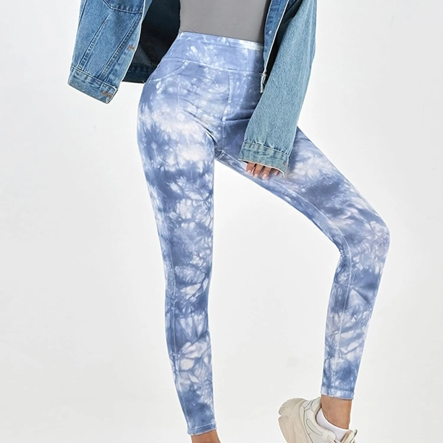 Tie-dye Gym Yoga Pants for Women Fashion High Waist Stretchy Leggings Casual Slim Fit Tummy Control Trousers