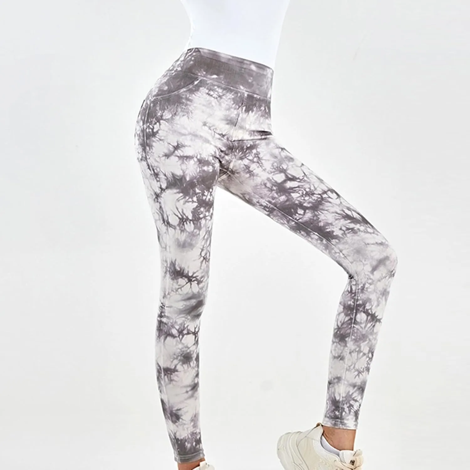 Tie-dye Gym Yoga Pants for Women Fashion High Waist Stretchy Leggings Casual Slim Fit Tummy Control Trousers