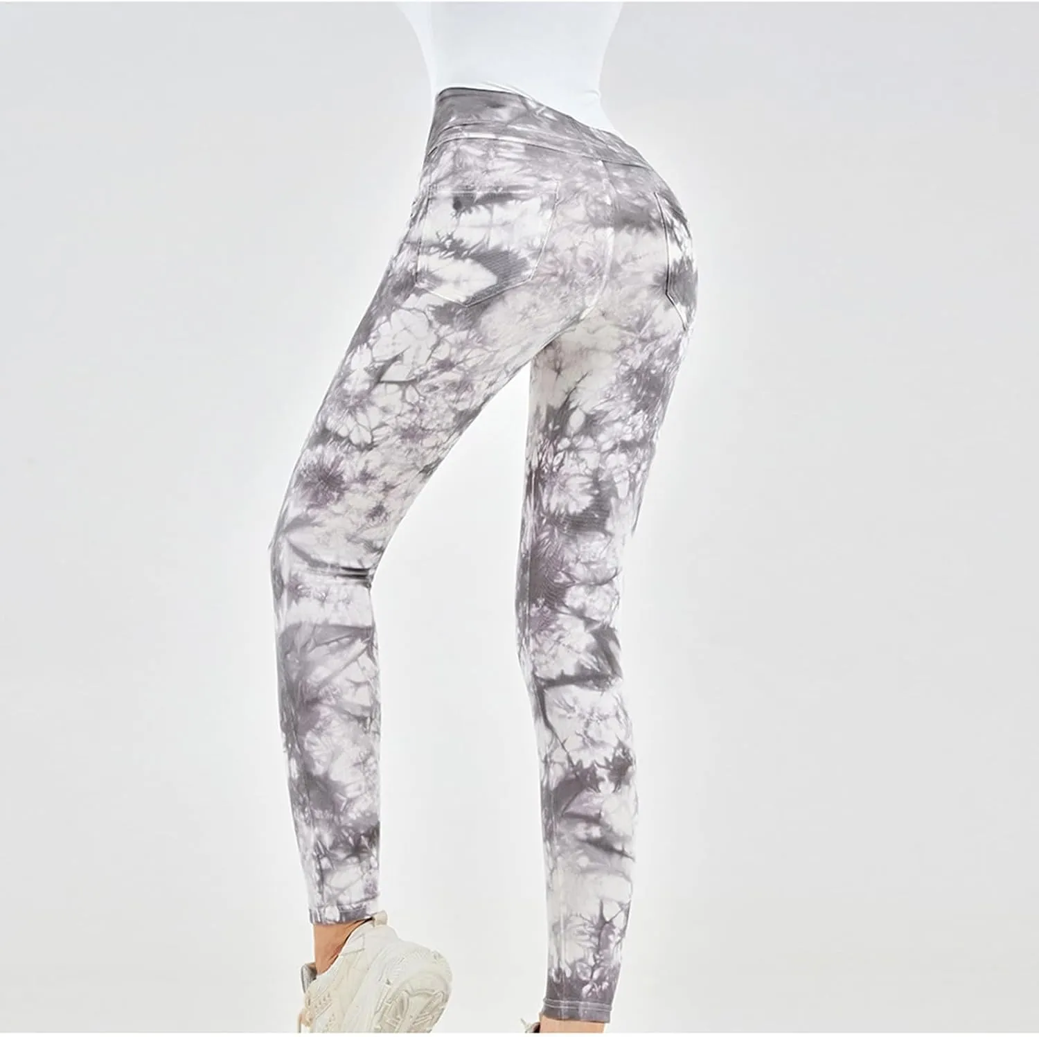 Tie-dye Gym Yoga Pants for Women Fashion High Waist Stretchy Leggings Casual Slim Fit Tummy Control Trousers