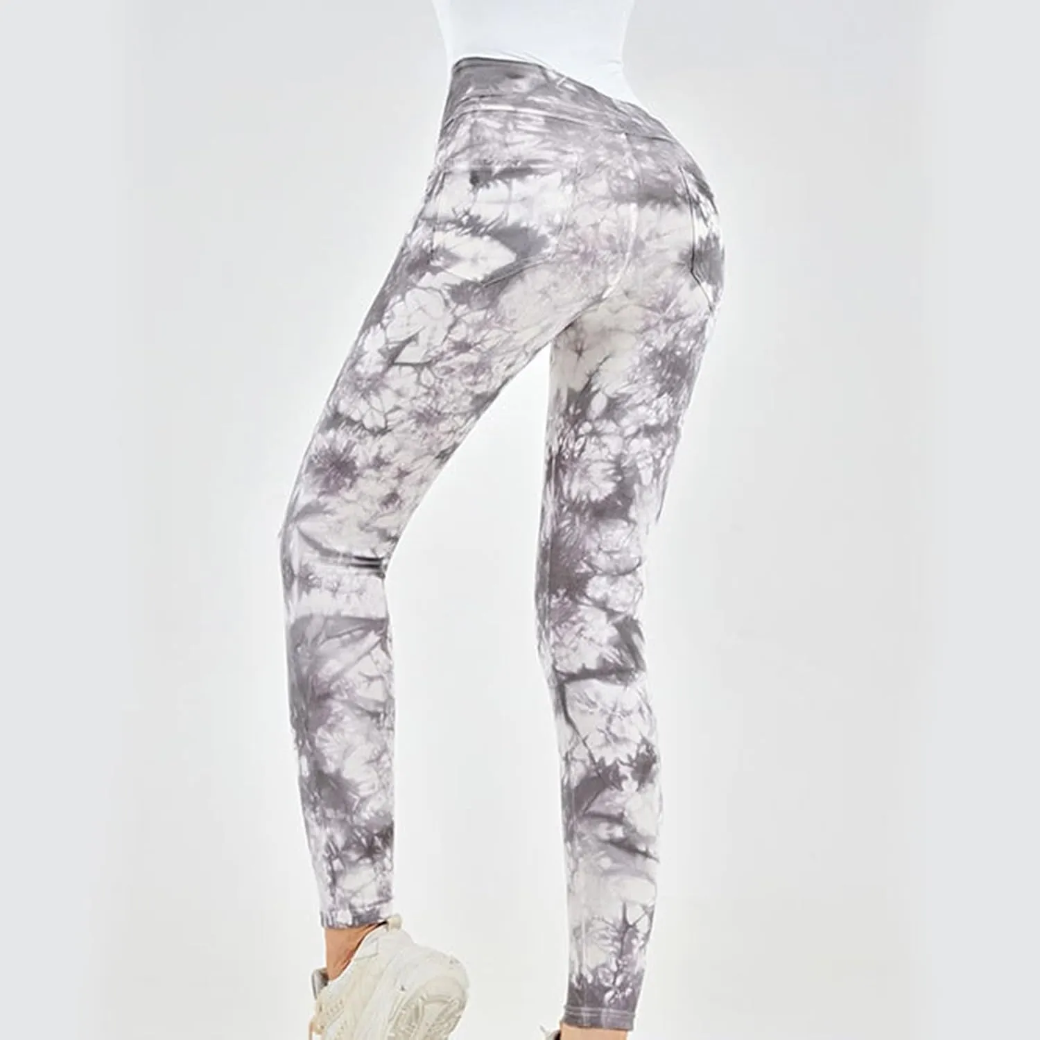 Tie-dye Gym Yoga Pants for Women Fashion High Waist Stretchy Leggings Casual Slim Fit Tummy Control Trousers