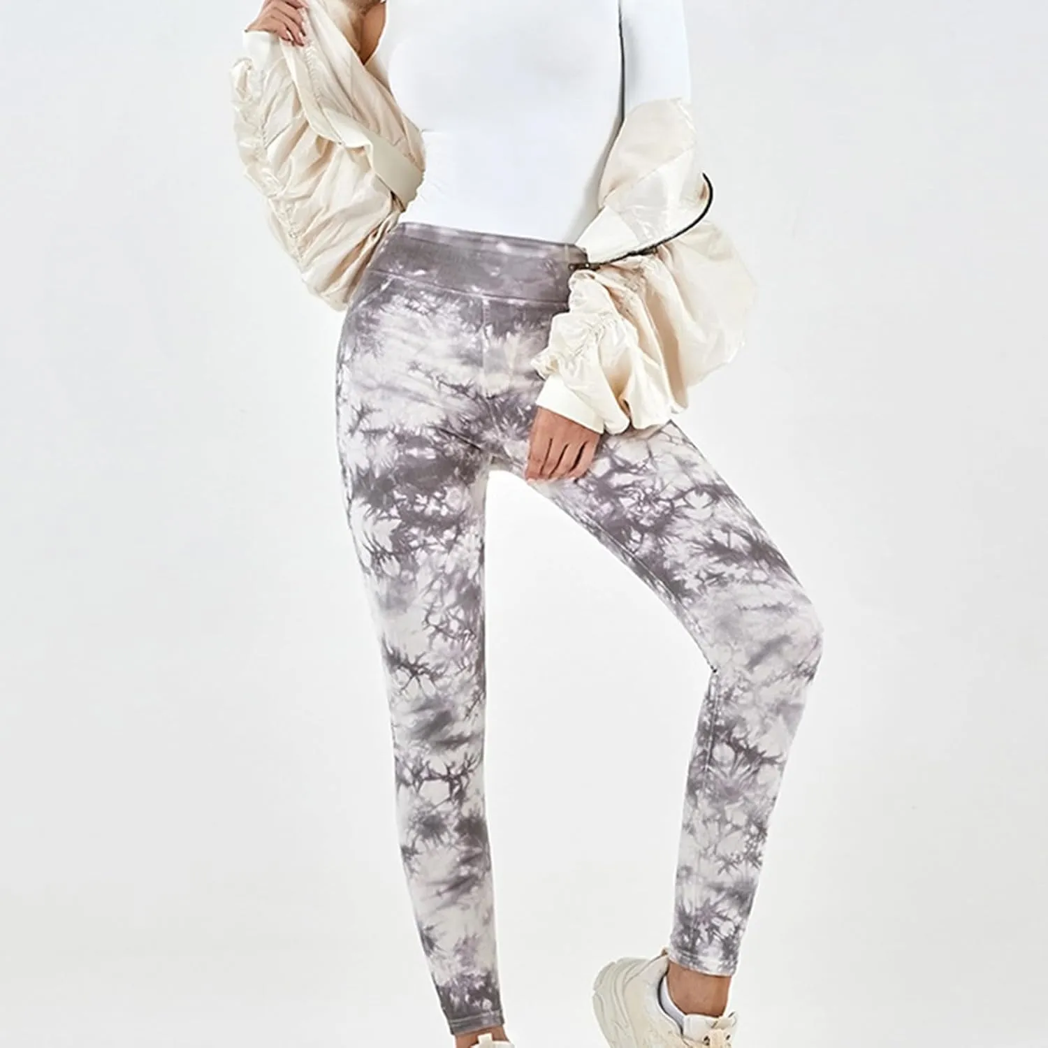 Tie-dye Gym Yoga Pants for Women Fashion High Waist Stretchy Leggings Casual Slim Fit Tummy Control Trousers