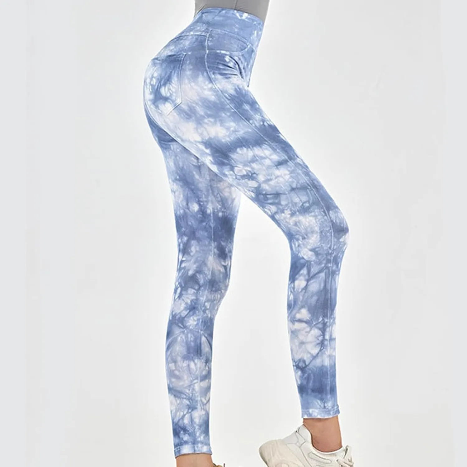 Tie-dye Gym Yoga Pants for Women Fashion High Waist Stretchy Leggings Casual Slim Fit Tummy Control Trousers