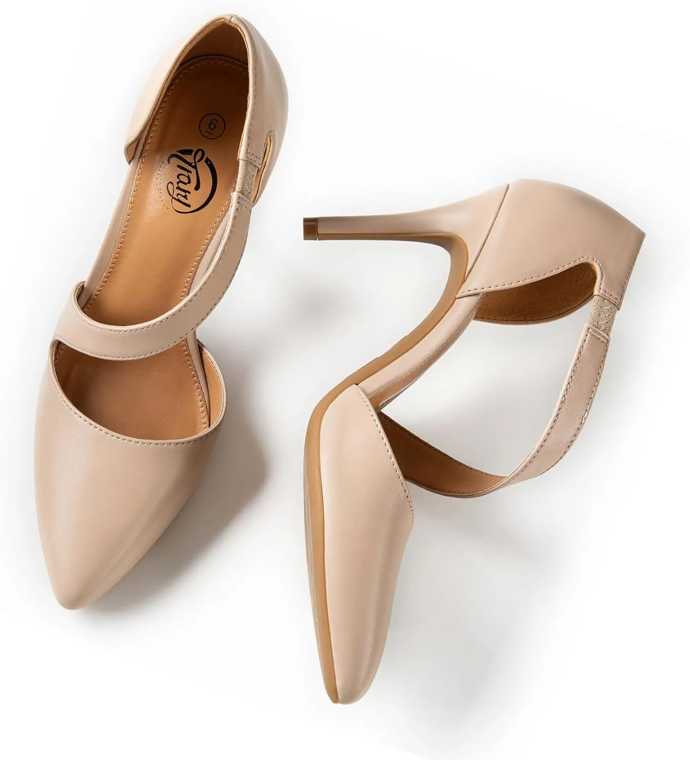 Trary Heels for Women Dress Closed Pointed Toe Heels Comfortable Stiletto High Heels Pumps Sexy Slip On D'Orsay Pumps with Cross Elastic Straps Work Wedding Party Shoes for Women