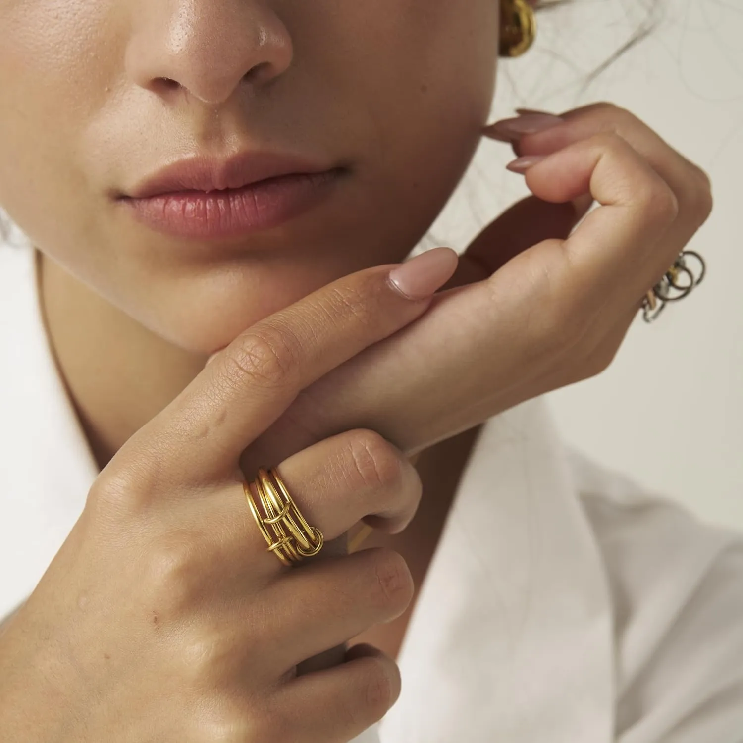 Trio Linked Ring, stackable Ring, Minimalism style for women, Never Tarnish