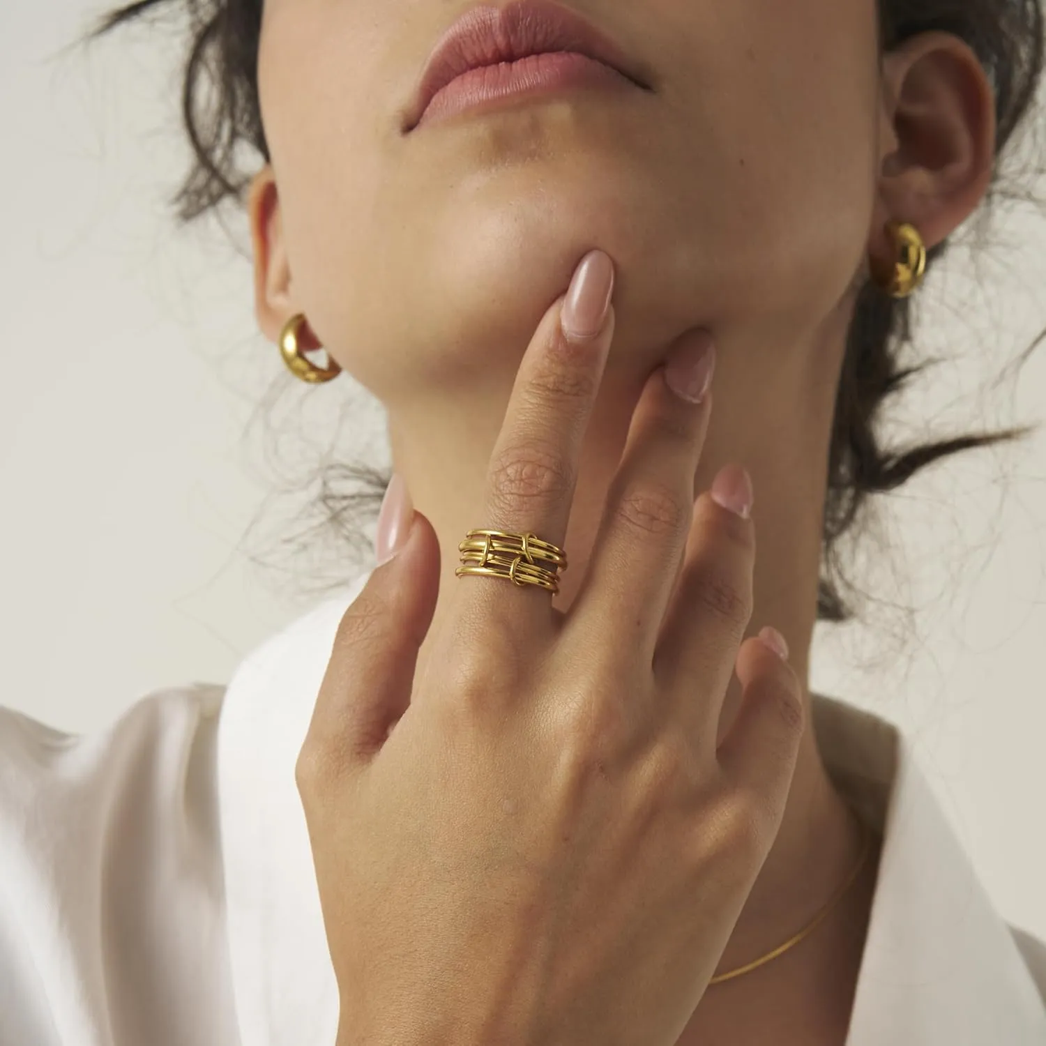 Trio Linked Ring, stackable Ring, Minimalism style for women, Never Tarnish