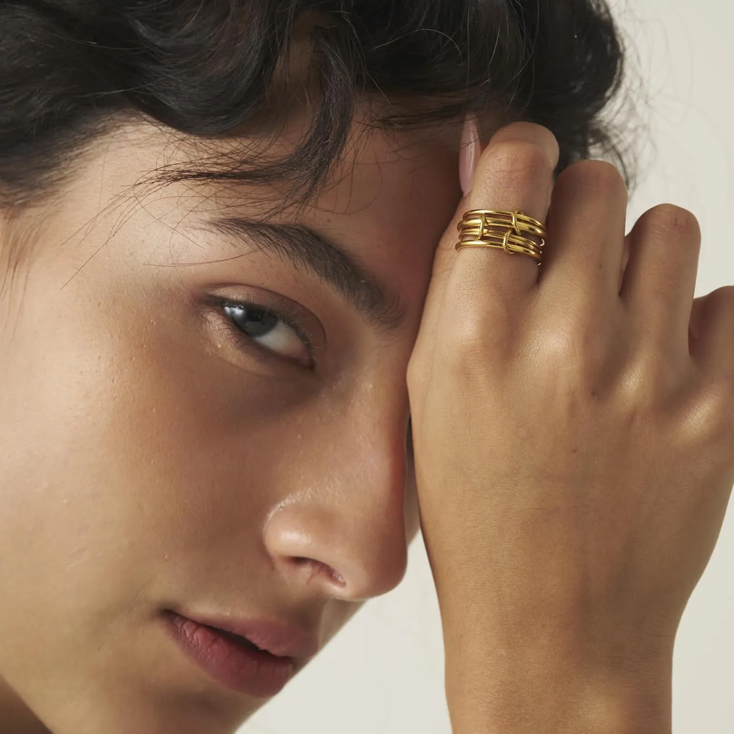 Trio Linked Ring, stackable Ring, Minimalism style for women, Never Tarnish