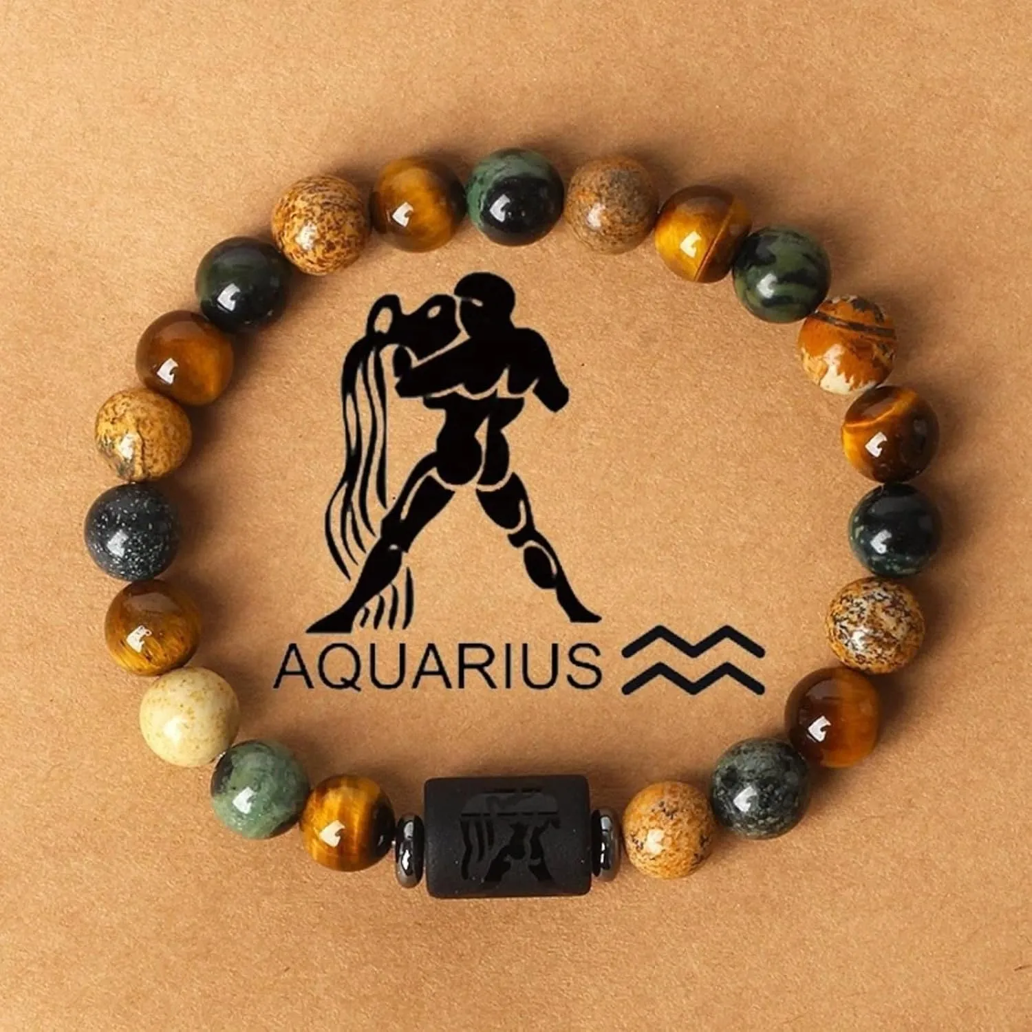 Twelve Zodiac Bracelets,Natural Stone Bead Bracelets, Male and Female zodiac Prayer Blessing stones, Elastic rope bracelets, zodiac friendship prayer bracelets, Jewelry gifts