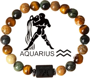 Twelve Zodiac Bracelets,Natural Stone Bead Bracelets, Male and Female zodiac Prayer Blessing stones, Elastic rope bracelets, zodiac friendship prayer bracelets, Jewelry gifts