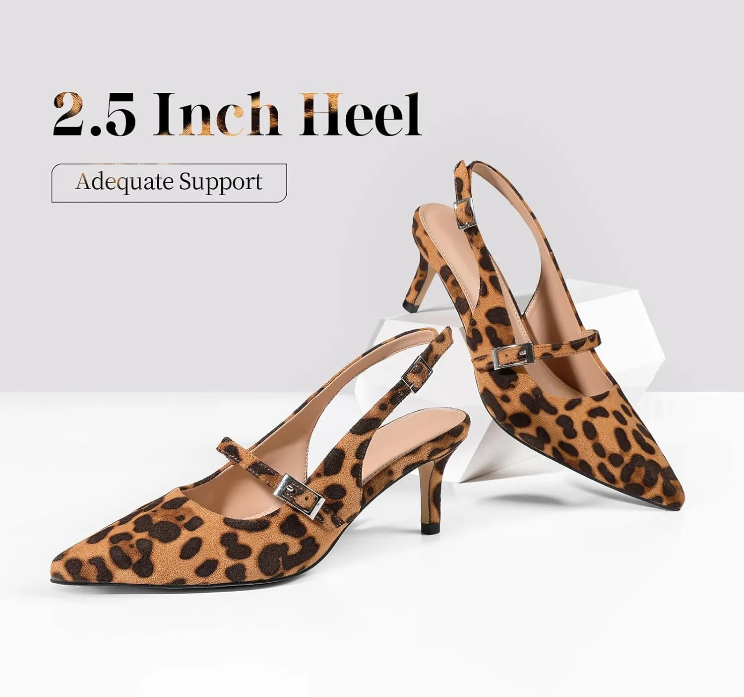 Uacllcau Slingback Kitten Heels for Women Pointed Toe Stiletto Heels Slip On Metallic Slingback Pumps Dress Work Bride Wedding Heeled Sandals Shoes