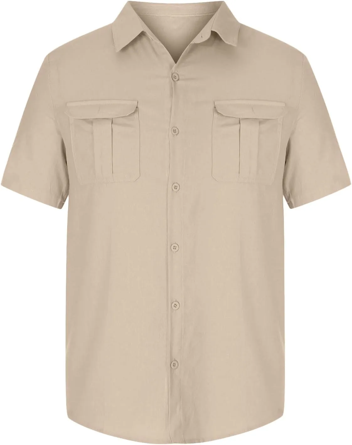 Uillui Cotton Linen Shirts Mens Short Sleeve Shirt Casual Lightweight Button Down Dress Shirts Vacation Beach Fishing Shirts