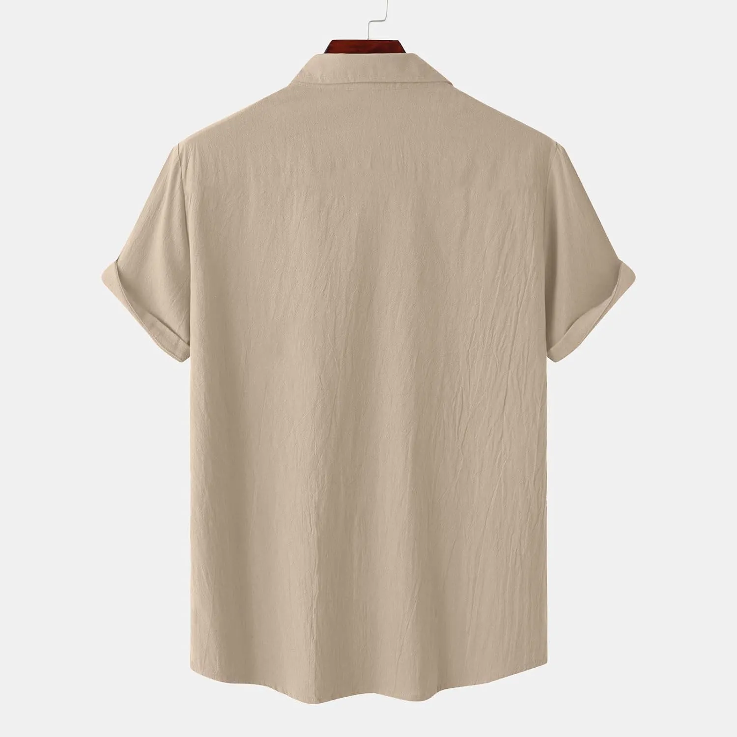 Uillui Cotton Linen Shirts Mens Short Sleeve Shirt Casual Lightweight Button Down Dress Shirts Vacation Beach Fishing Shirts