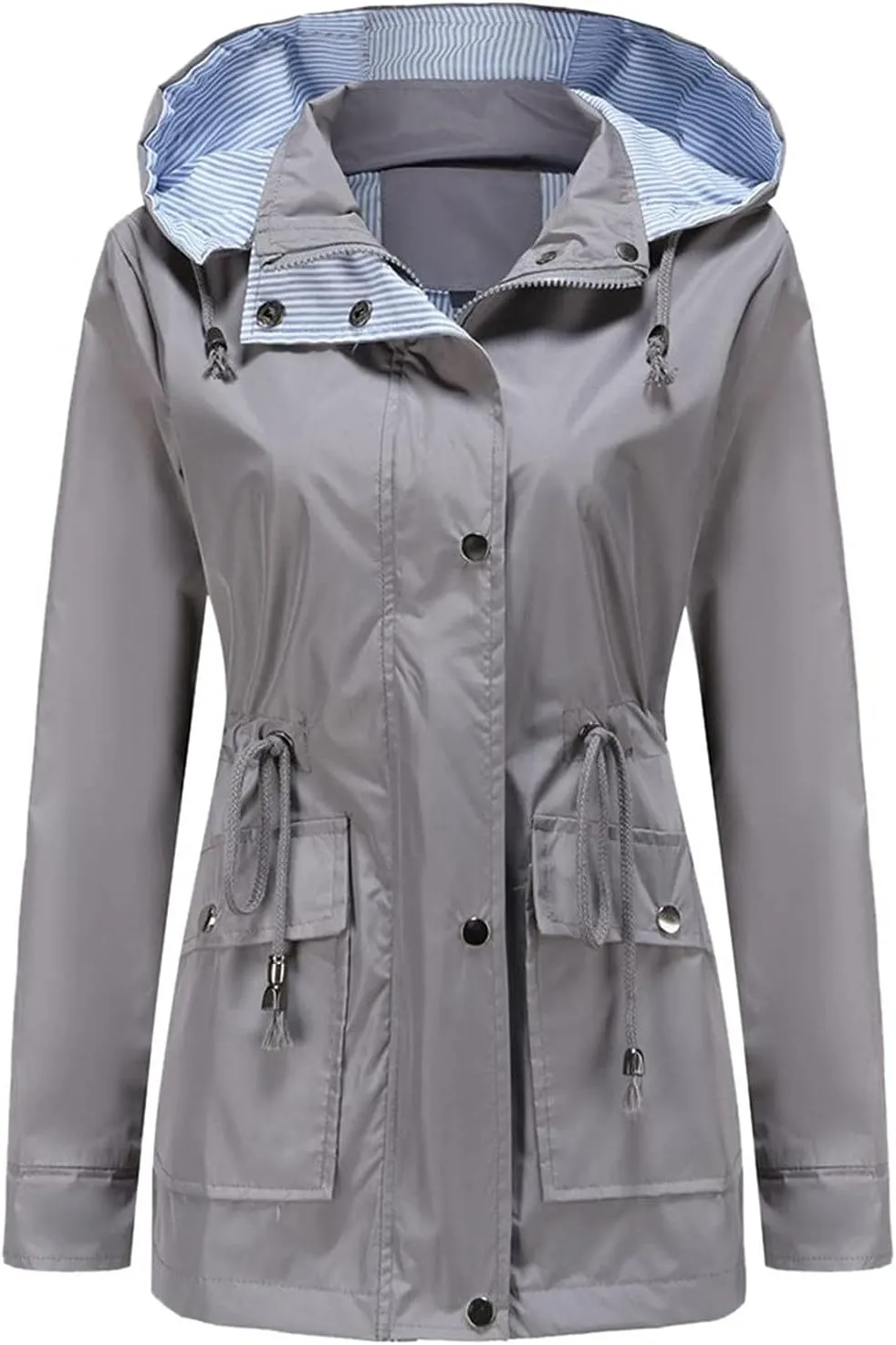 Uillui Hooded Trench Coat for Women Waterproof Raincoat Plus Size Snow Jacket Mountaineering Parka Jacket Pocket Windbreaker