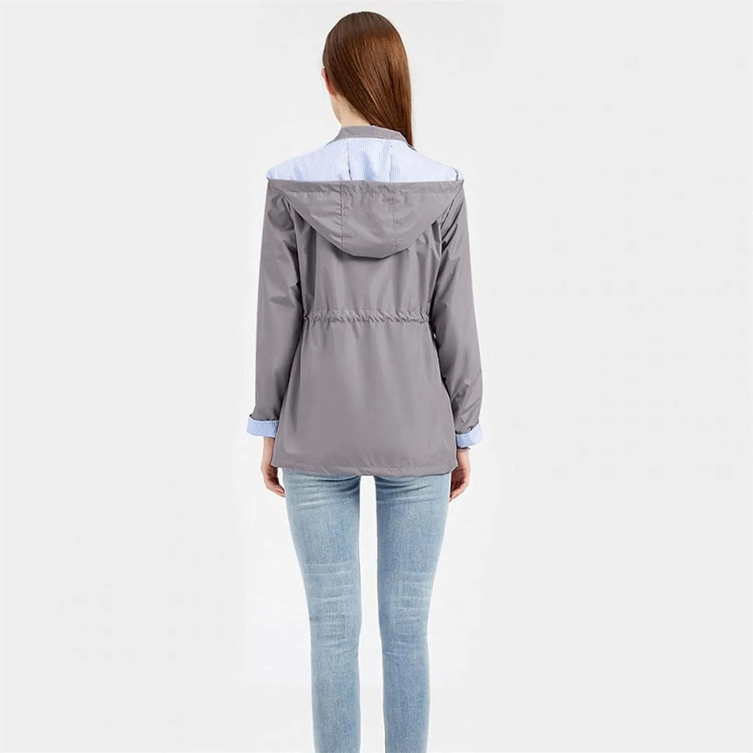 Uillui Hooded Trench Coat for Women Waterproof Raincoat Plus Size Snow Jacket Mountaineering Parka Jacket Pocket Windbreaker