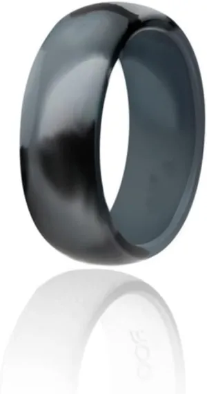 Unisex Silicone Wedding Rings 4pcs Set of Stackable Adjustable Rings for Men Women Non-conductive Perfect for Sports and Work (camo Grey Size 8)