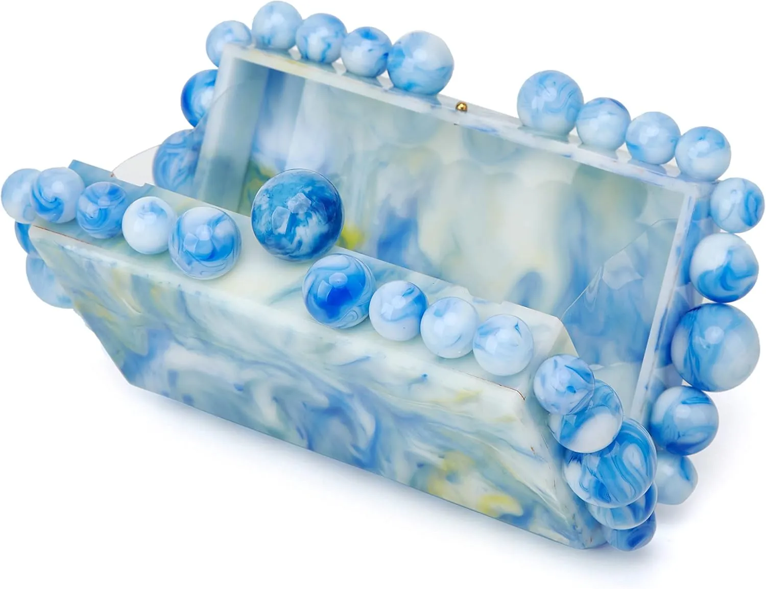 URAWOW Acrylic Evening Handbag Beads Bag for Women Graceful Shoulder Bag Satchel Marble Clutch Purses for Wedding Party