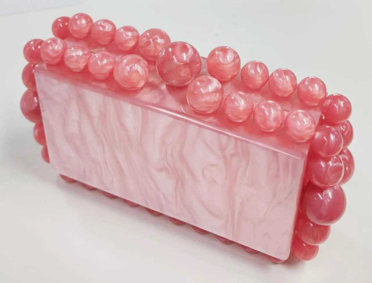 URAWOW Acrylic Evening Handbag Beads Bag for Women Graceful Shoulder Bag Satchel Marble Clutch Purses for Wedding Party