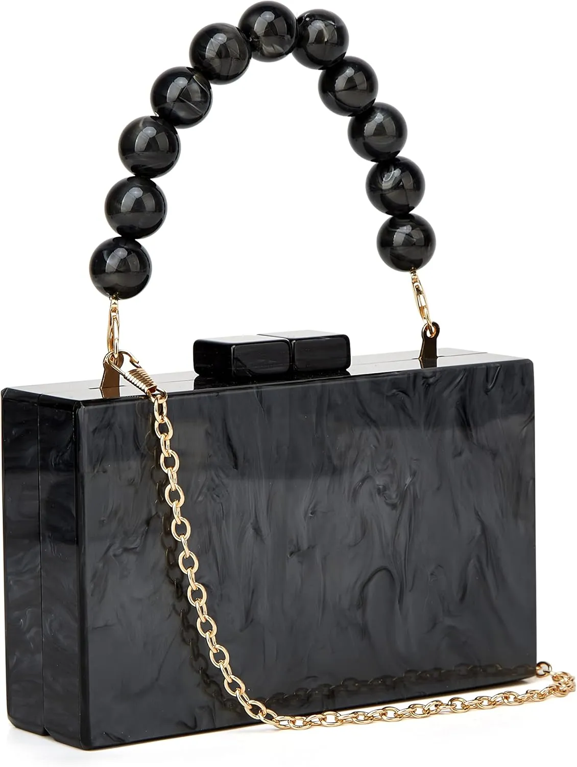 URAWOW Acrylic Evening Handbag Beads Bag for Women Graceful Shoulder Bag Satchel Marble Clutch Purses for Wedding Party