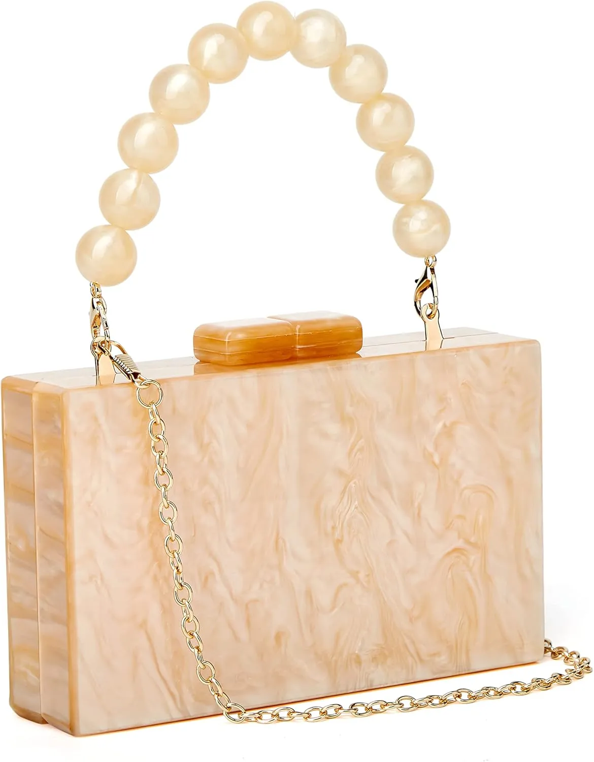 URAWOW Acrylic Evening Handbag Beads Bag for Women Graceful Shoulder Bag Satchel Marble Clutch Purses for Wedding Party