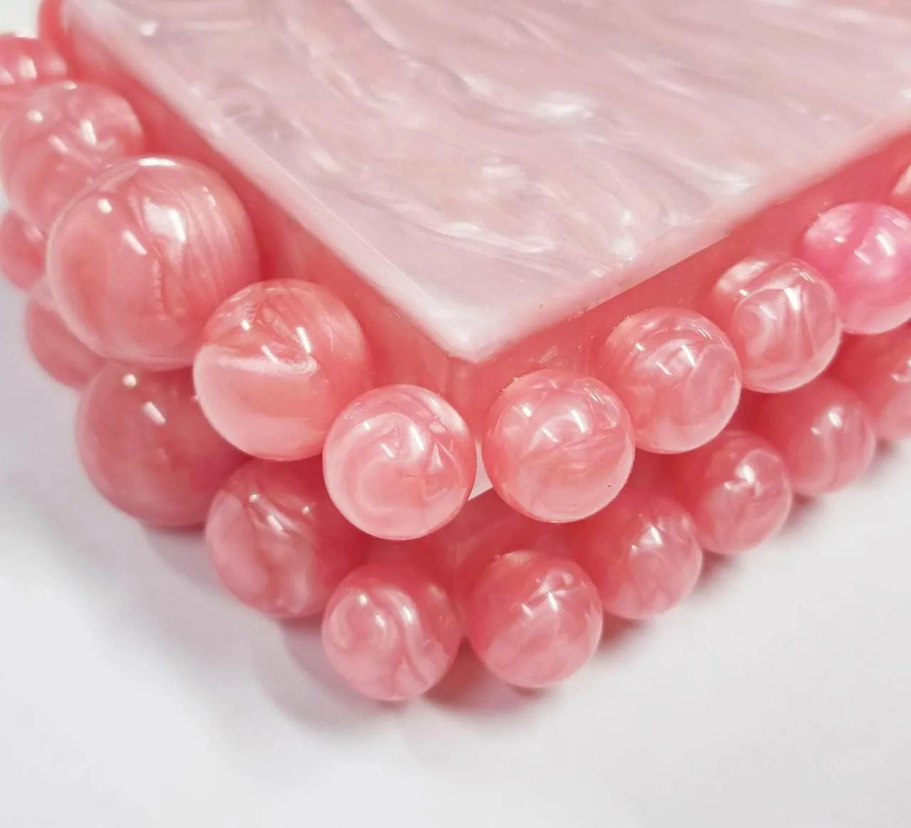 URAWOW Acrylic Evening Handbag Beads Bag for Women Graceful Shoulder Bag Satchel Marble Clutch Purses for Wedding Party