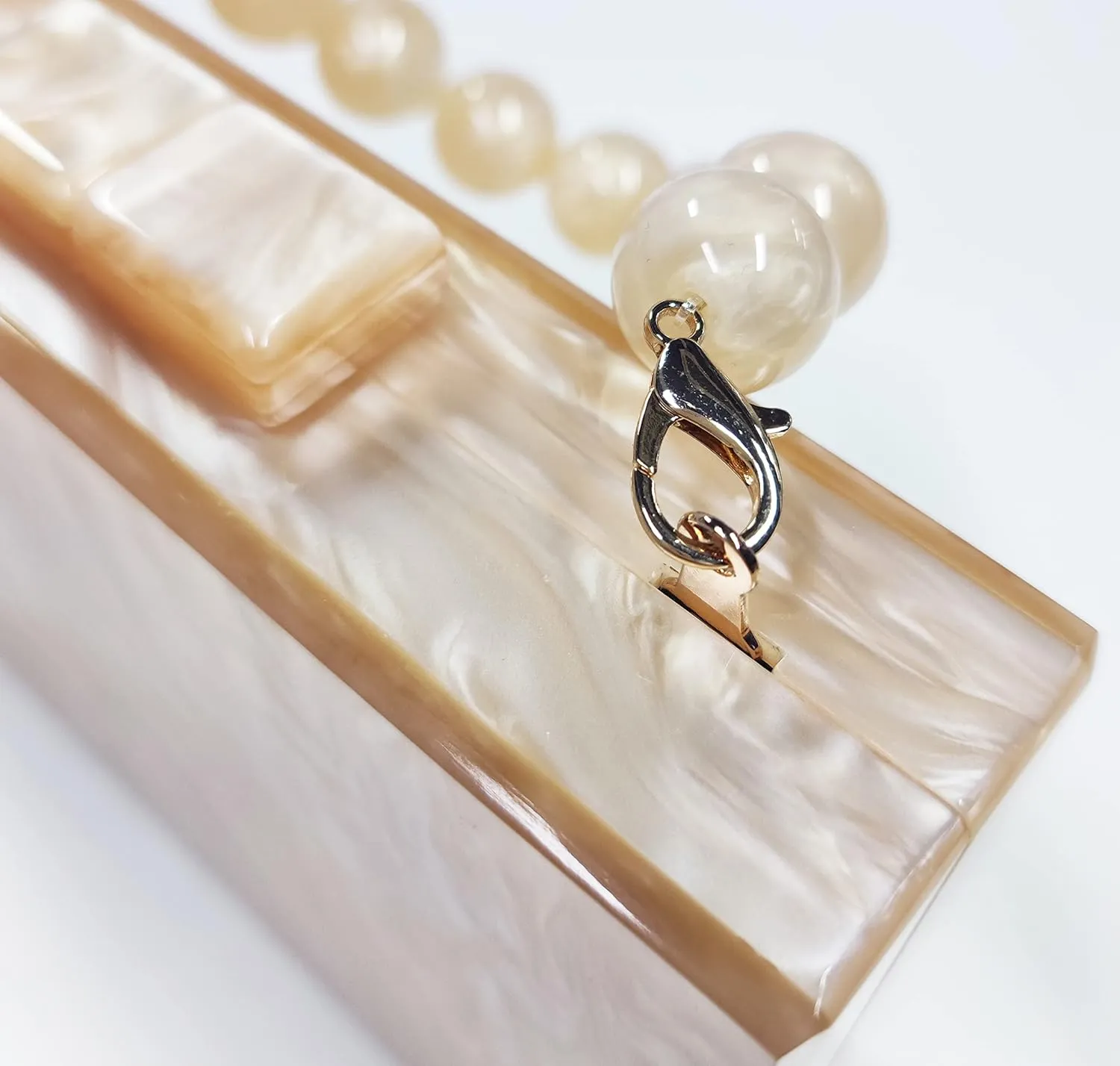URAWOW Acrylic Evening Handbag Beads Bag for Women Graceful Shoulder Bag Satchel Marble Clutch Purses for Wedding Party