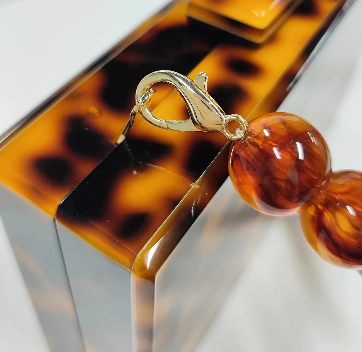 URAWOW Acrylic Evening Handbag Beads Bag for Women Graceful Shoulder Bag Satchel Marble Clutch Purses for Wedding Party
