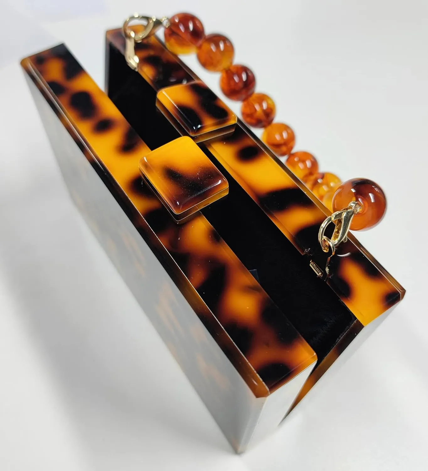 URAWOW Acrylic Evening Handbag Beads Bag for Women Graceful Shoulder Bag Satchel Marble Clutch Purses for Wedding Party
